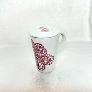 Davids Tea Red Mandala Nordic Ceramic Mug With Lid